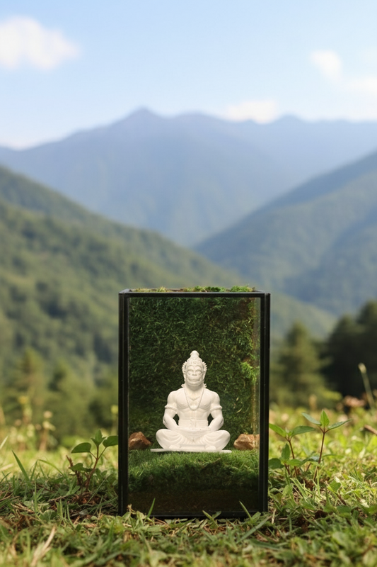Hanuman Ji's White Sqaure Terrarium
